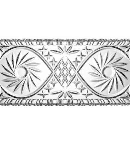 Đĩa chữ nhật pha lê Bohemia mài xoáy 40cm