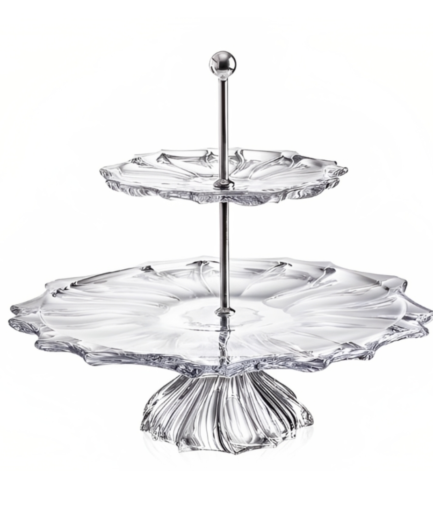 Đĩa 2 tầng Aurum Plantica trắng 35cm có chân đế